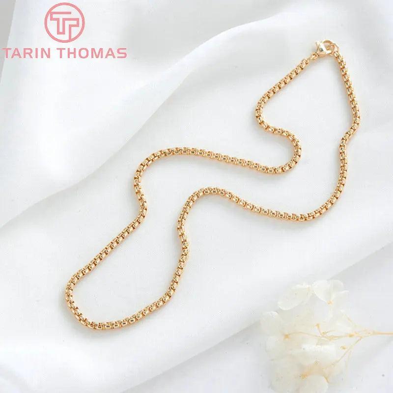 1 Piece 43.5CM 24K Brass Finished Chains Necklace High Jewelry Accessories