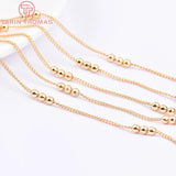 3MM 24K Brass Chain Beads 2Meters Necklace Bracelet DIY Jewelry Findings
