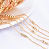 3MM 24K Brass Chain Beads 2Meters Necklace Bracelet DIY Jewelry Findings