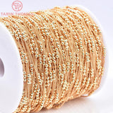 3MM 24K Brass Chain Beads 2Meters Necklace Bracelet DIY Jewelry Findings