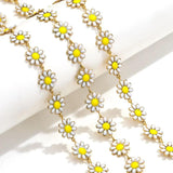 1M Stainless Steel Sun Flower Enamel Chains for Bracelet Jewelry