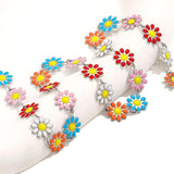 1M Stainless Steel Sun Flower Enamel Chains for Bracelet Jewelry