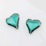 4PCS Faceted Heart Charms Glass Pendants Necklace Supplies DIY 26*26mm
