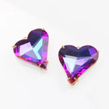 4PCS Faceted Heart Charms Glass Pendants Necklace Supplies DIY 26*26mm