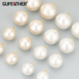 Cotton Pearl Stainless Steel Cap Charms 4pcs