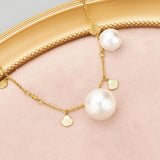 Cotton Pearl Stainless Steel Cap Charms 4pcs