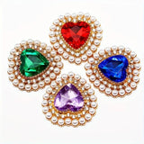 10Pcs 26 * 28mm Heart Pearl Acrylic Rhinestone Button Metal Wedding Decoration