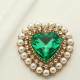 10Pcs 26 * 28mm Heart Pearl Acrylic Rhinestone Button Metal Wedding Decoration