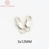 6PCS 5x12MM 24K Plated Brass Rectangle Lobster Clasps Necklace Clasps