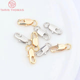 6PCS 5x12MM 24K Plated Brass Rectangle Lobster Clasps Necklace Clasps