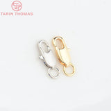 6PCS 5x12MM 24K Plated Brass Rectangle Lobster Clasps Necklace Clasps