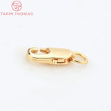 6PCS 5x12MM 24K Plated Brass Rectangle Lobster Clasps Necklace Clasps