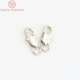 6PCS 5x12MM 24K Plated Brass Rectangle Lobster Clasps Necklace Clasps