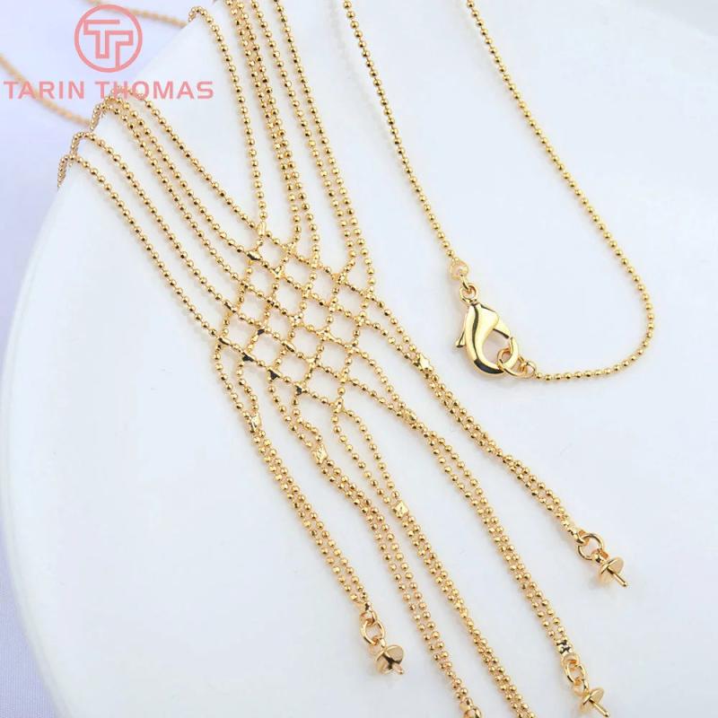 24K Brass Beads Chains 48CM 1MM Necklace DIY Jewelry Findings