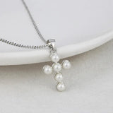 Minimalist Pearl Cross Necklace Golden Plated Chain for Women Men