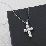 Minimalist Pearl Cross Necklace Golden Plated Chain for Women Men