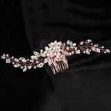Silver Rhinestone Pearl Bridal Hair Comb Wedding Hair Accessories