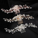 Silver Rhinestone Pearl Bridal Hair Comb Wedding Hair Accessories