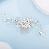 Silver Rhinestone Pearl Bridal Hair Comb Wedding Hair Accessories