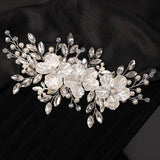 Silver Rhinestone Flower Bridal Hair Comb