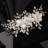 Silver Rhinestone Flower Bridal Hair Comb