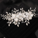 Silver Rhinestone Flower Bridal Hair Comb