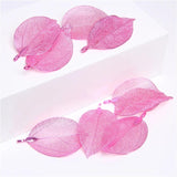 5 Pcs Rose Leaf Necklace Pendant Natural Eletroplant Charm DIY Jewelry Accessory