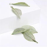 5 Pcs Rose Leaf Necklace Pendant Natural Eletroplant Charm DIY Jewelry Accessory