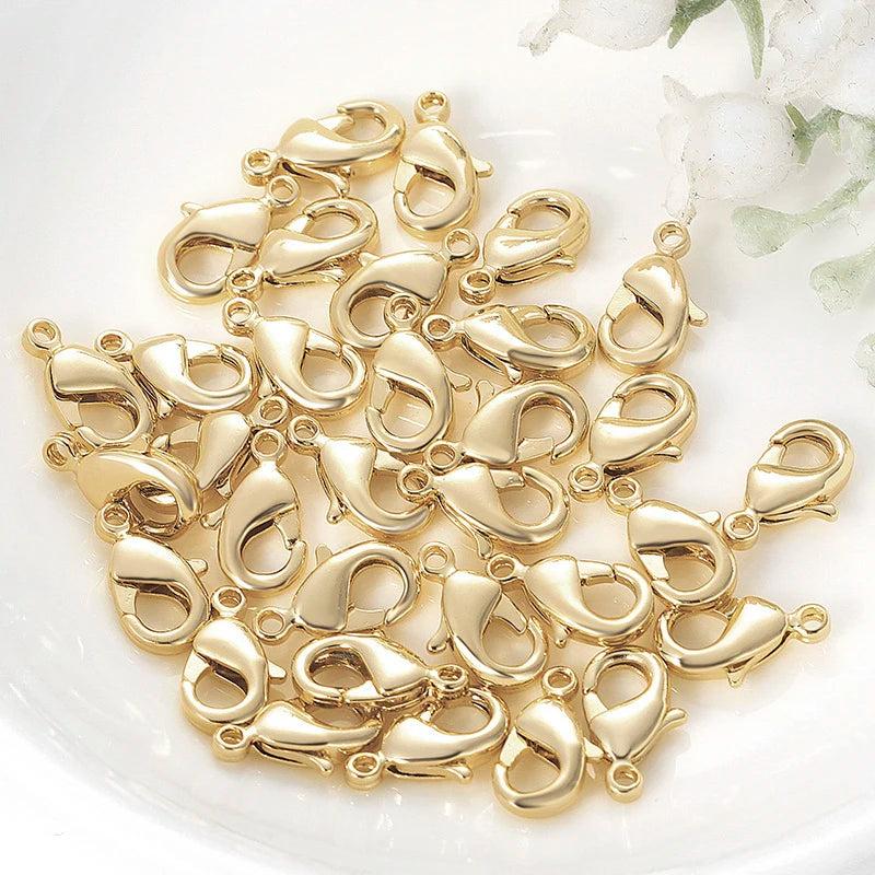 15Pcs 18K Real Plated Lobster Claw Clasps Hooks for DIY Jewelry