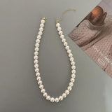 Koreal Style Pearl Necklace Office Lady Jewelry Choker Collarbone Chain