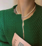 Koreal Style Pearl Necklace Office Lady Jewelry Choker Collarbone Chain