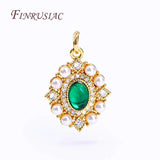 Rhombus Pendant with Pearls and Zircon Charms
