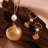 Natural Freshwater Pearl Shell Pendant Necklace Women High-quality Jewelry