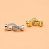 925 Silver Zircon Pearl Bracelet Necklace Connecting Buckle DIY Buttonhead