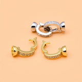 925 Silver Zircon Pearl Bracelet Necklace Connecting Buckle DIY Buttonhead
