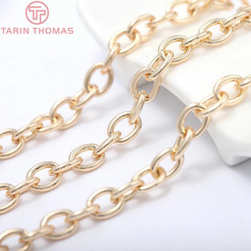 1Meter Width 6MM 24K Brass Beads Round Chains for Necklace Bracelet