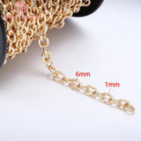 1Meter Width 6MM 24K Brass Beads Round Chains for Necklace Bracelet