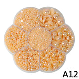 Mixed Size 7 Grid Box Half Pearl Flat Bottom AB Pearl Accessories