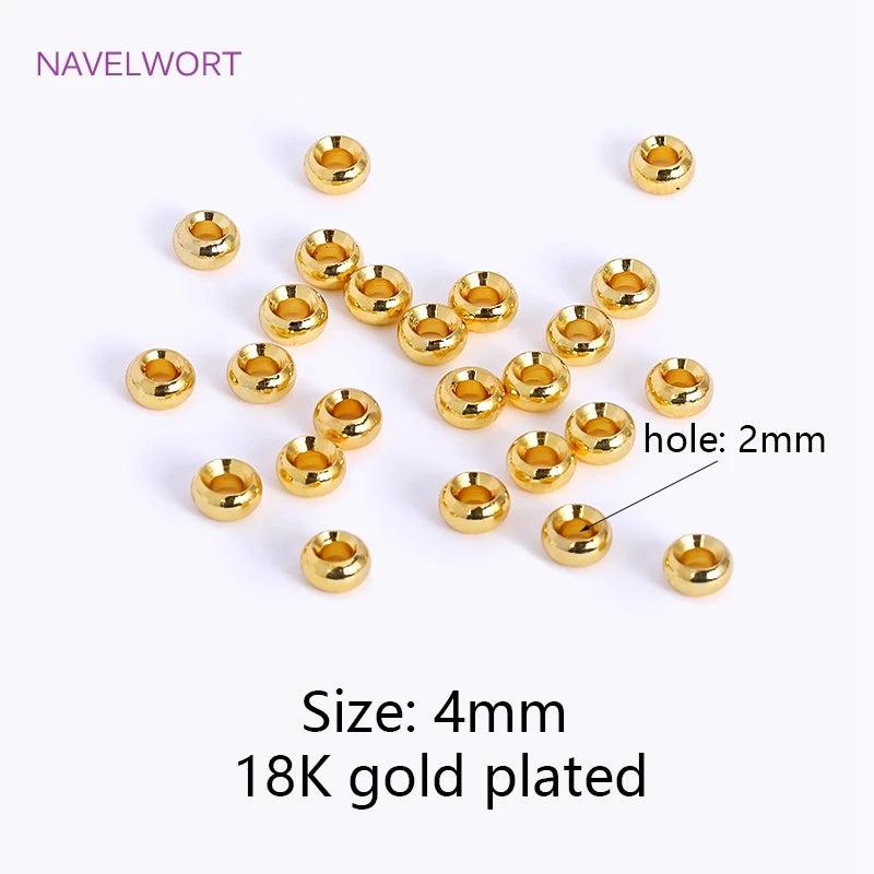 18K Plated Concave Spacer Beads Round Smooth DIY Making Findings