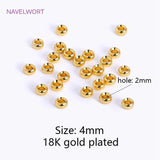 18K Plated Concave Spacer Beads Round Smooth DIY Making Findings