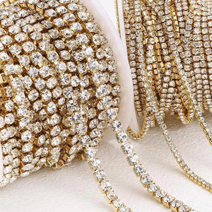1M Stainless Steel Crystal Rhinestone Chain Sew-On Glue-On Trim Cup Chains