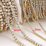 1M Stainless Steel Crystal Rhinestone Chain Sew-On Glue-On Trim Cup Chains