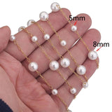 2M Bead Chain Pearl Necklace Stainless Steel Jewelry Making Components