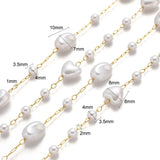 1M Stainless Steel Heart Pearl Beads Chain for DIY Jewelry Making