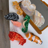 Ocean Animal Hair Clip for Women, Shrimp Crab Shape Barrette