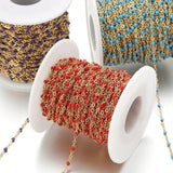 2M 18k Enamel Beads Link Chain Stainless Steel Cable Flat Chains