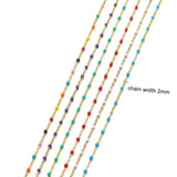 2M 18k Enamel Beads Link Chain Stainless Steel Cable Flat Chains