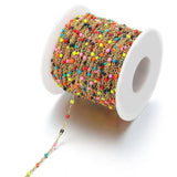 2M 18k Enamel Beads Link Chain Stainless Steel Cable Flat Chains