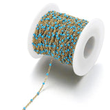 2M 18k Enamel Beads Link Chain Stainless Steel Cable Flat Chains