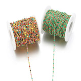 2M 18k Enamel Beads Link Chain Stainless Steel Cable Flat Chains
